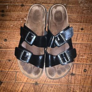 Birkenstock Betula black patent leather cork 40/9.5 ortho sandals